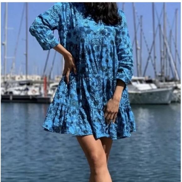 Zara Sharon Floral Tiered Babydoll Swing Mini Dress Blogger Favorite Size S - Picture 5 of 10